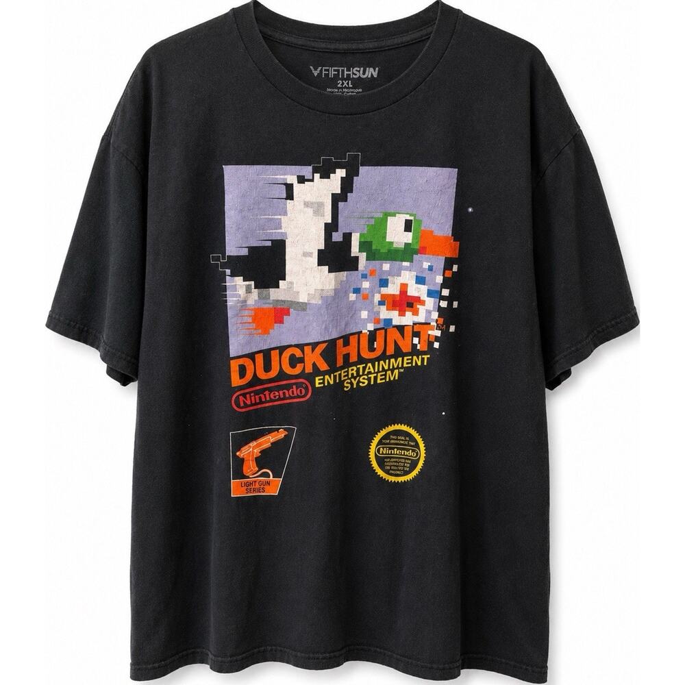Fifth Sun Duck Hunt Nintendo Black Graphic Cotton Men's 2XL T-Shirt